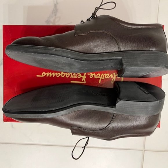 Salvatore Ferragamo Mocca Pebble Calf Dress Shoes Sz. 8.5 D  Excellent Condition main image 8